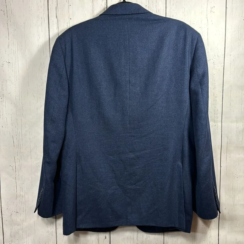 Jos A Bank Mens Linen Wool Blend Tailored Fit Navy Blue Casual Blazer Jacket